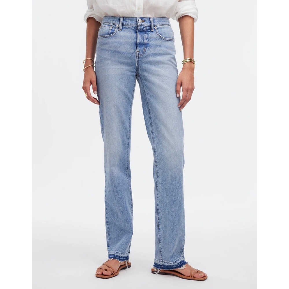 Madewell Mid-Rise 90s Straight Leg Jeans Blue Denim Released Hem Boho Size 27